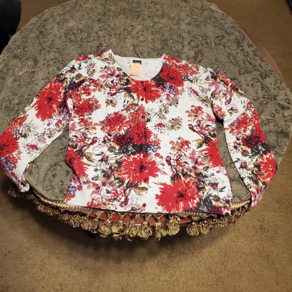 Rafaella Red and White Floral Top